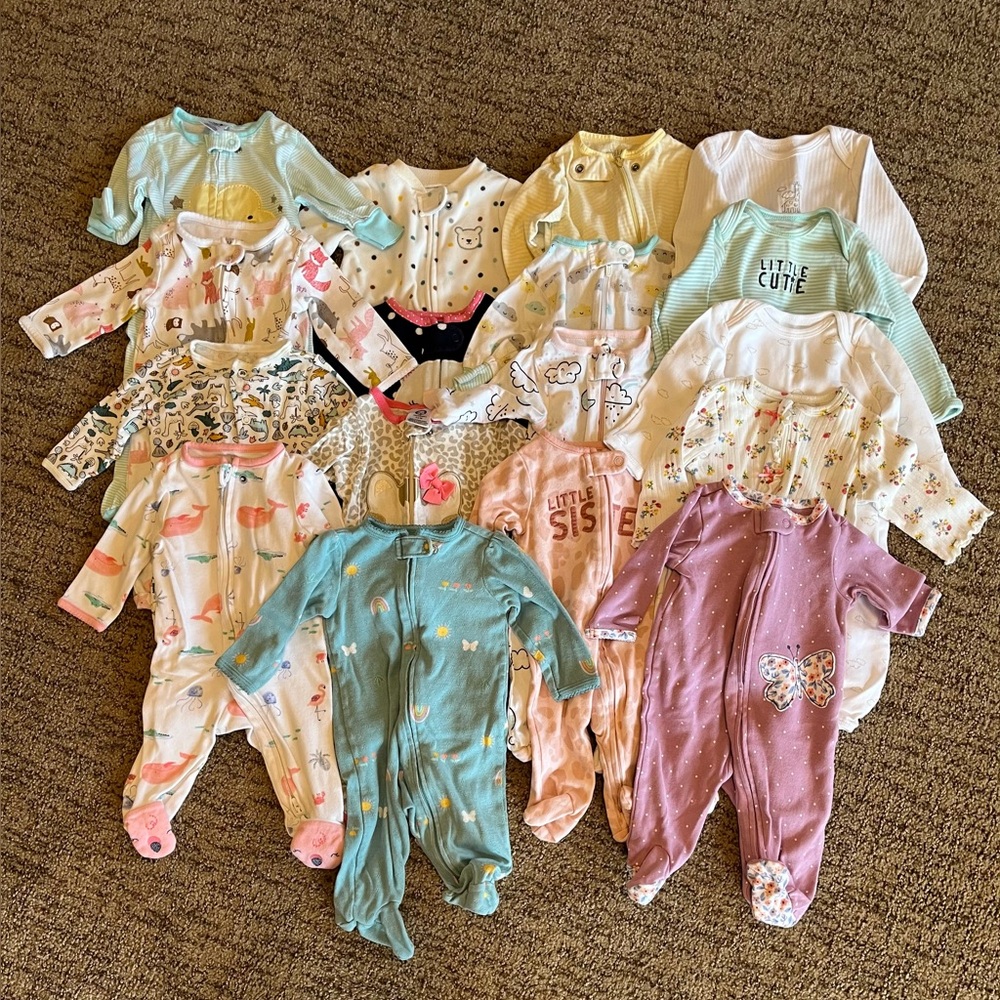 Girls 0-3 Month Pajamas Bundle